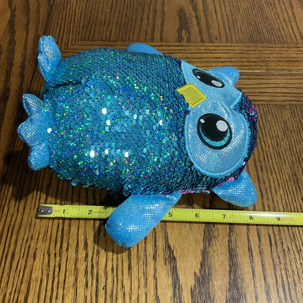Adorable Plush Shimmeez OWL “OLIVIA”🦉 teal blue & purple reversible sequins